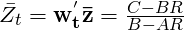 \bar{Z_{t}}=\mathbf{w_{t}^{'}\bar{z}}=\frac{C-BR}{B-AR}