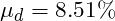 \mu_{d}=8.51\%